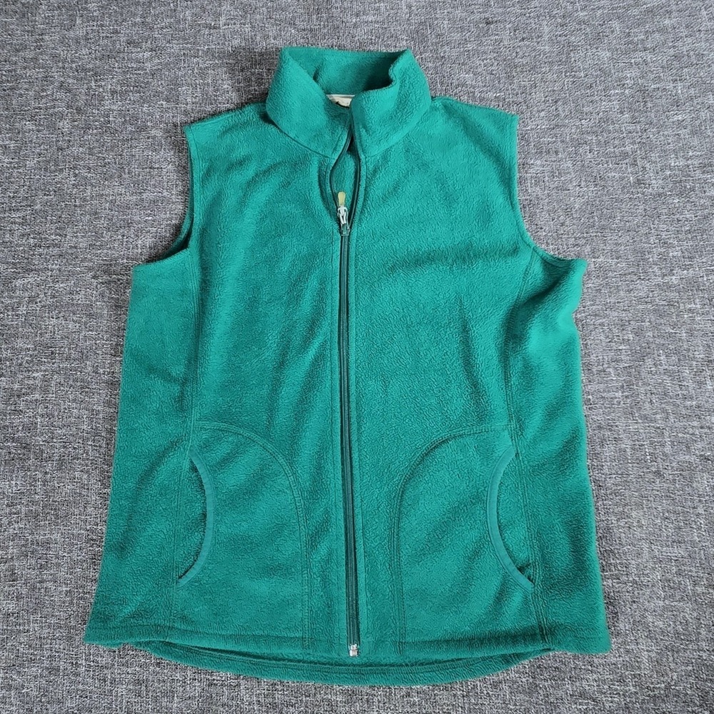 Woolrich Womens Green Full Zip Fleece Vest Jacket Sleeveless Medium